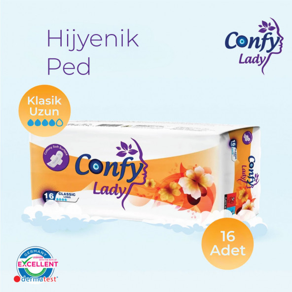 Confy Lady Hijyenik Ped Classic Uzun Gün 16 lı Paket ürün görseli 1
