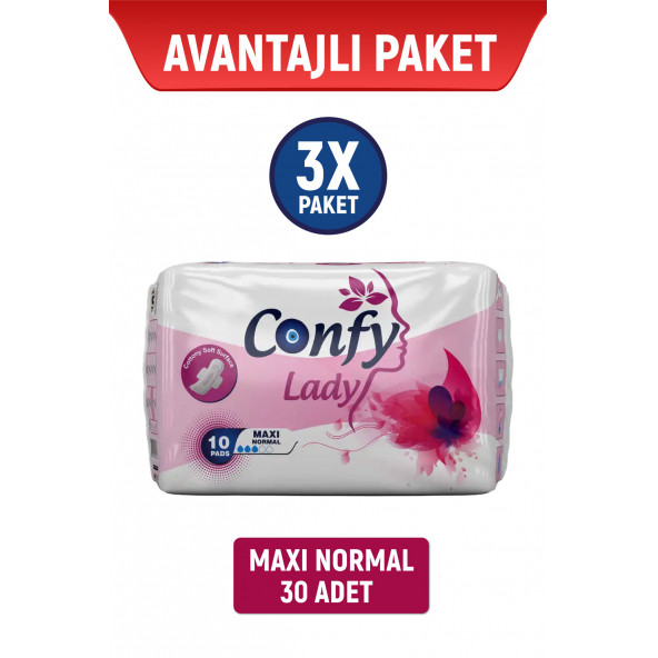 Confy Lady Hijyenik Ped Maxi Normal 10 Adet x 3 Adet ürün görseli 1