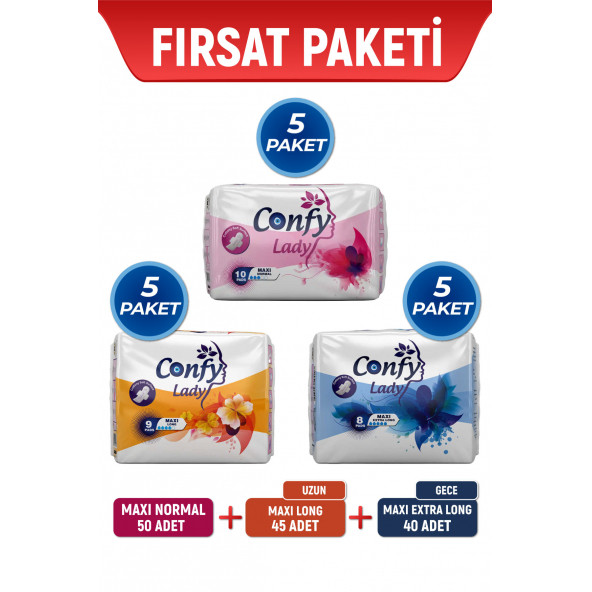 Confy Lady Avantajlı Fırsat Paketi 135 Adet Hijyenik Ped ürün görseli 1