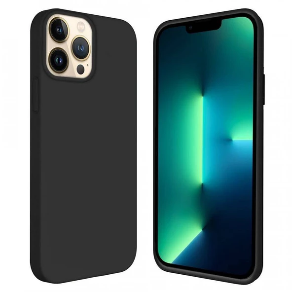 Apple iPhone 15 Pro Max 6.7'' İçi Kadife Silikon Kılıf Siyah ürün görseli 1