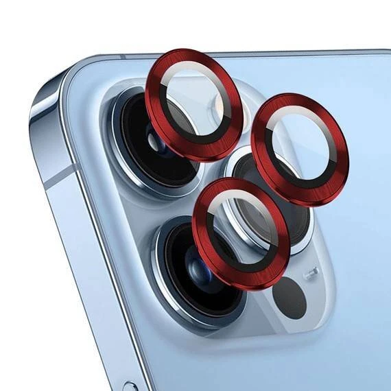 Apple iPhone 15 Pro 6.1''  Metal Çerçeveli Kamera Koruma Lensi Kırmızı ürün görseli 1