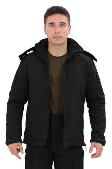 Single Sword Su&Rüzgâr Geçirmez Kapüşonlu Softshell Kışlık Erkek Mont ürün görseli 1