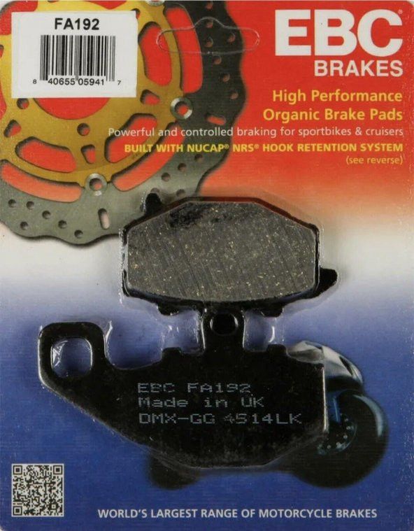 Ebc Fa192 2006-2016 Kawasaki ER-6 F Uyumlu Arka Fren Balatası Organik Balata ürün görseli 1