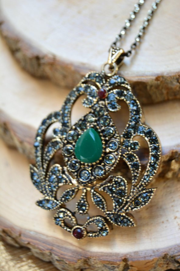 STONEAGE JEWELLERY Kök Zümrüt Taşlı Otantik Kadın Kolye ürün görseli 1