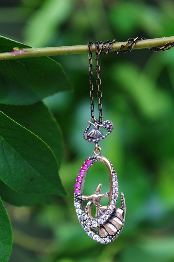 STONEAGE JEWELLERY Yakut ve Zirkon Taşlı Semazen Bayan Kolye ürün görseli 1