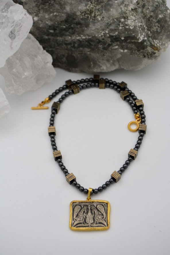 STONEAGE Hematit Taşlı Tasarım Şifa Kolyesi - Resim 5