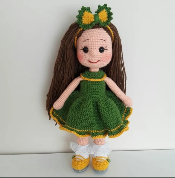 Yeşilli Bebek Amigurumi Organik Oyuncak ürün görseli 1