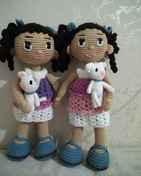Kedili Kız Amigurumi Organik Oyuncak ürün görseli 1