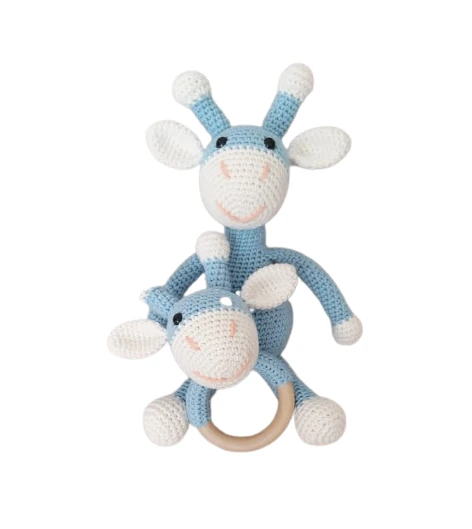 Sevimli Zürafa ve Çıngırak Takımı Amigurumi Organik Oyuncak ürün görseli 1
