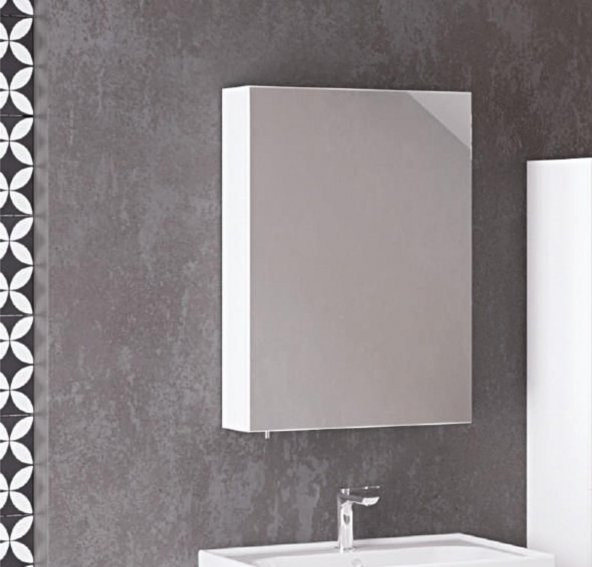 Denko Terra 60 cm MDF Beyaz Banyo Dolabı Aynalı Üst Modülü ürün görseli 1