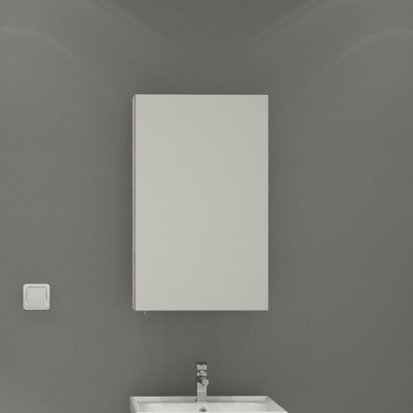 Denko Terra 50 cm MDF Beyaz Banyo Dolabı Aynalı Üst Modül ürün görseli 1