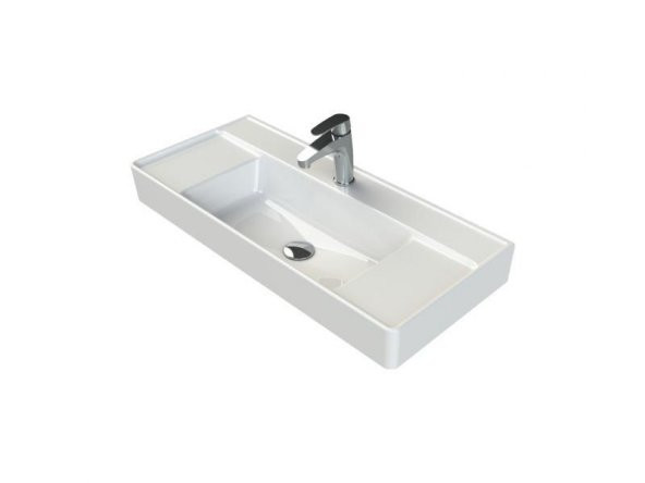 Turkuaz Cerastyle Sharp Etajer Uyumlu Damlalıklı Lavabo 85x38 cm ürün görseli 1