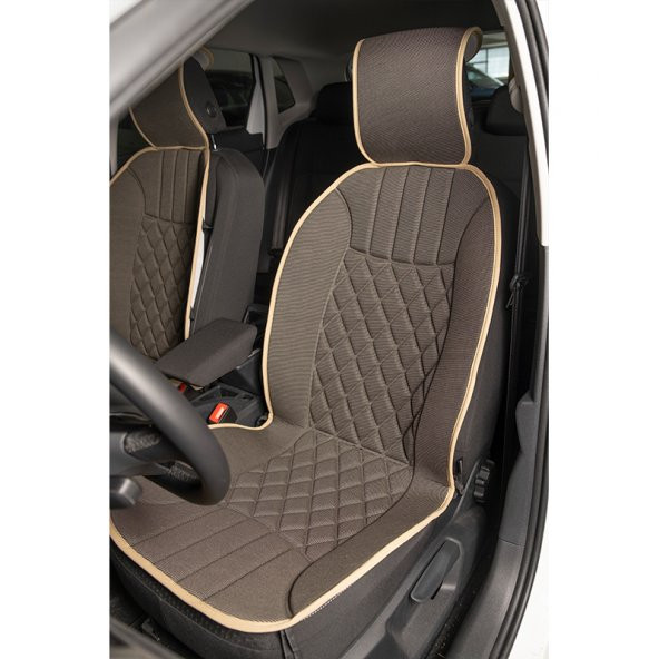 Space Elegance 2'li Koltuk Kılıfı Set Minder Koyu Bej / KLMNY533 PREMİUM ürün görseli 1