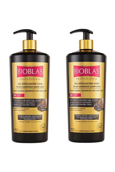 Bioblas Bioblas Saç Dökülmesine Karşı Siyah Sarımsak Şampuanı 1000 ml 2 ADET ürün görseli 1