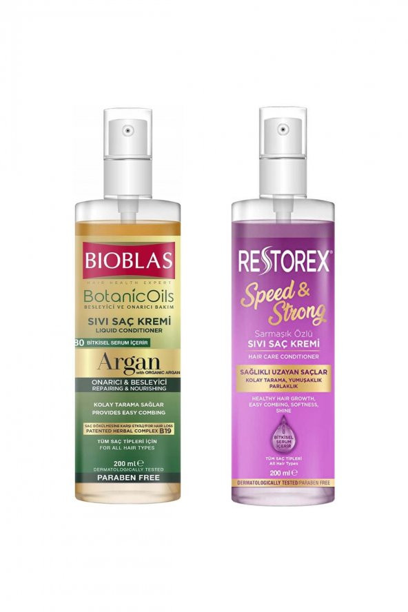Bioblas Bioblas Argan Yağlı Sıvı Saç Kremi 200 Ml + Restorex Sağlıklı Uzama Etkili Sıvı Saç Kremi 200 Ml ürün görseli 1