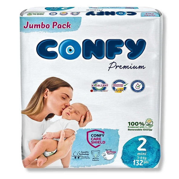 Confy Premium 2 Numara Bebek Bezi Mini 3 - 6 Kg 132 Adet ürün görseli 1