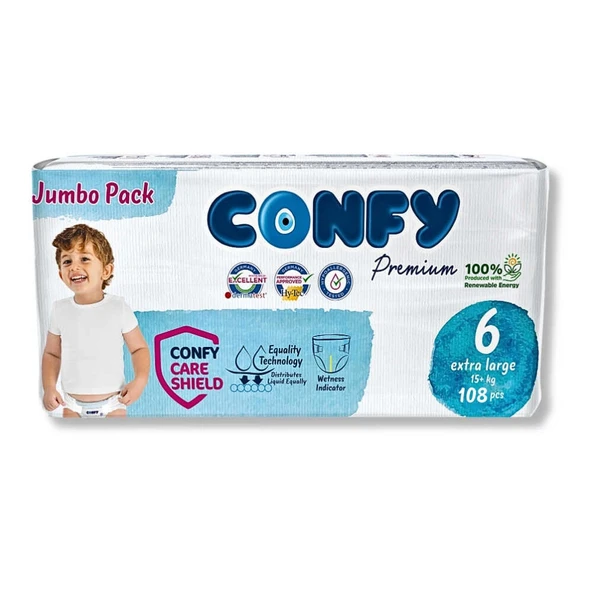 Confy Premium 6 Numara Bebek Bezi Extralarge 15 KG 108 Adet ürün görseli 1