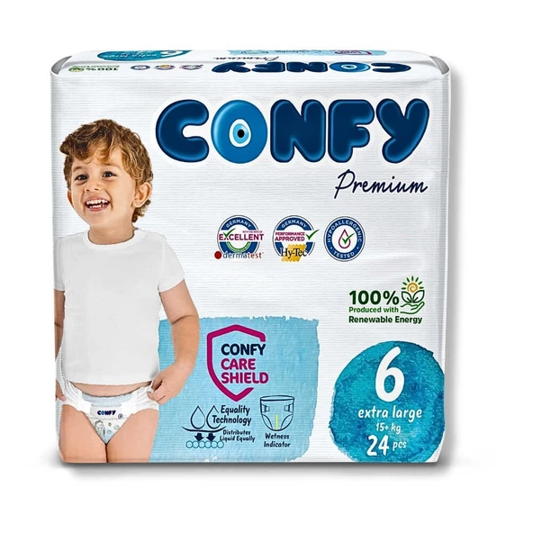 Confy Premium 6 Numara Bebek Bezi Extralarge +15 KG 24 Adet ürün görseli 1