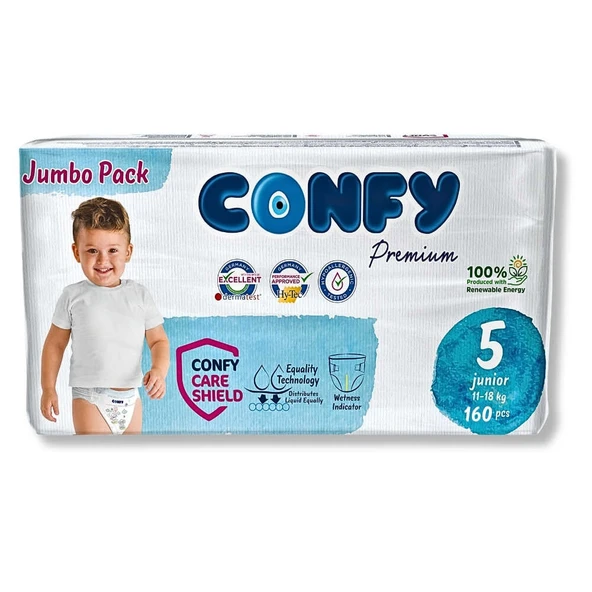 Confy Premium 5 Numara Bebek Bezi Junior 11 - 18 KG 160 Adet ürün görseli 1