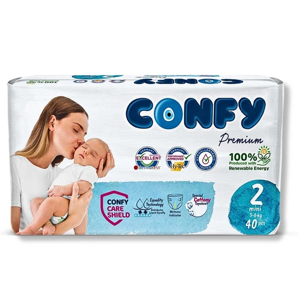 Confy Premium 2 Numara Bebek Bezi Mini 3 - 6 Kg 40 Adet ürün görseli 1
