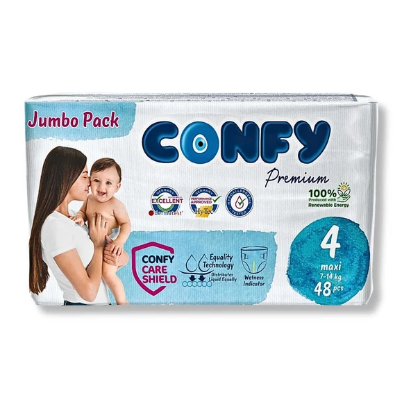 Confy Premium 4 Numara Bebek Bezi Maxi 7 - 14 KG 48 Adet ürün görseli 1