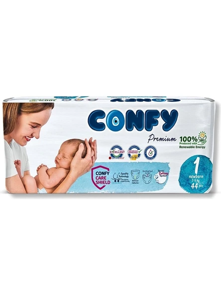 Confy Premium 1 Numara Bebek Bezi Yenidoğan 2 - 5 Kg 44 Adet ürün görseli 1