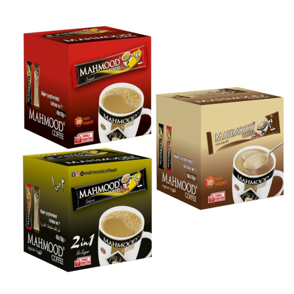 Mahmood Coffee 3ü1 Arada Ve 3ü1 Arada Sütlü Köpüklü Ve 2si1 Arada 3'lü Set  48 Adet ürün görseli 1