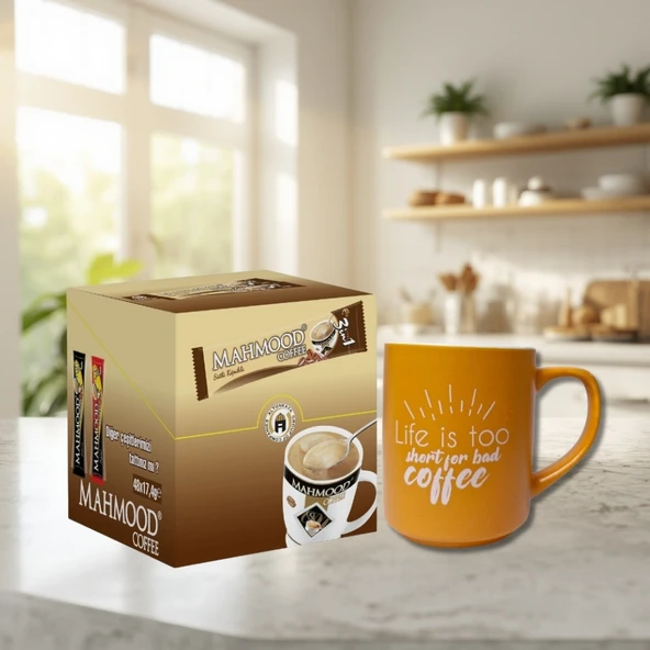 Mahmood Coffee 3 ü 1 Arada Sütlü Köpüklü 48 Adet ve Kupa Bardak ürün görseli 1