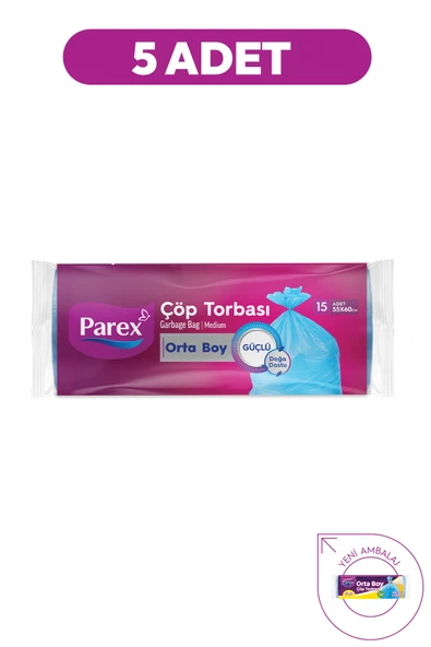 Parex Güçlü Çöp Torbası Orta Boy 5 Li Paket ürün görseli 1