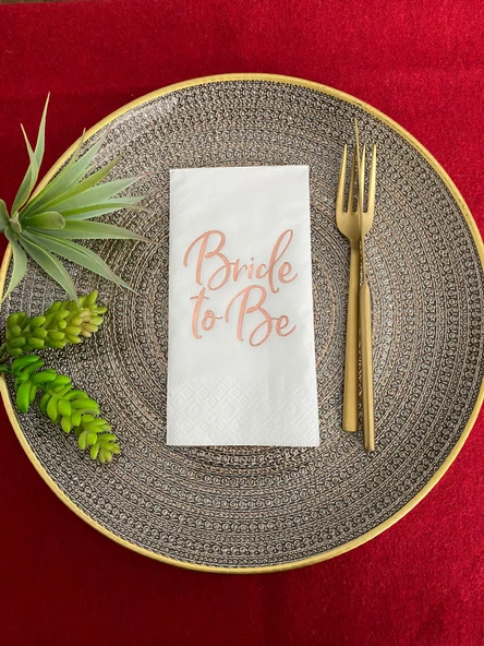 Rose Gold Yaldızlı Beyaz Bride To Be Peçete 16 lı ürün görseli 1