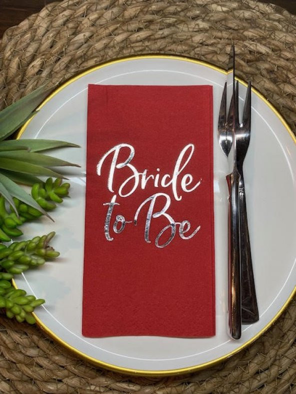 Gümüş Yaldızlı Kırmızı Bride To Be Peçete 16 lı ürün görseli 1