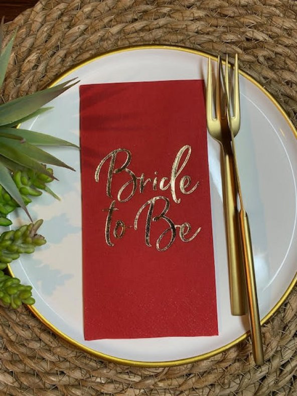 Gold Yaldızlı Kırmızı Bride To Be Peçete 16 lı ürün görseli 1