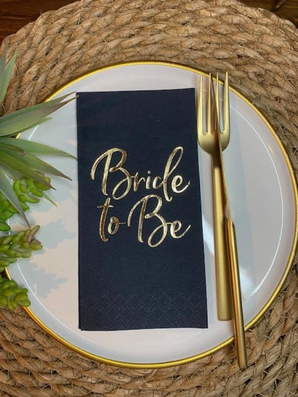Gold Yaldızlı Siyah Bride To Be Peçete 16 lı ürün görseli 1