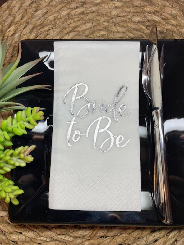 Gümüş Yaldızlı Beyaz Bride To Be Peçete 16 lı ürün görseli 1
