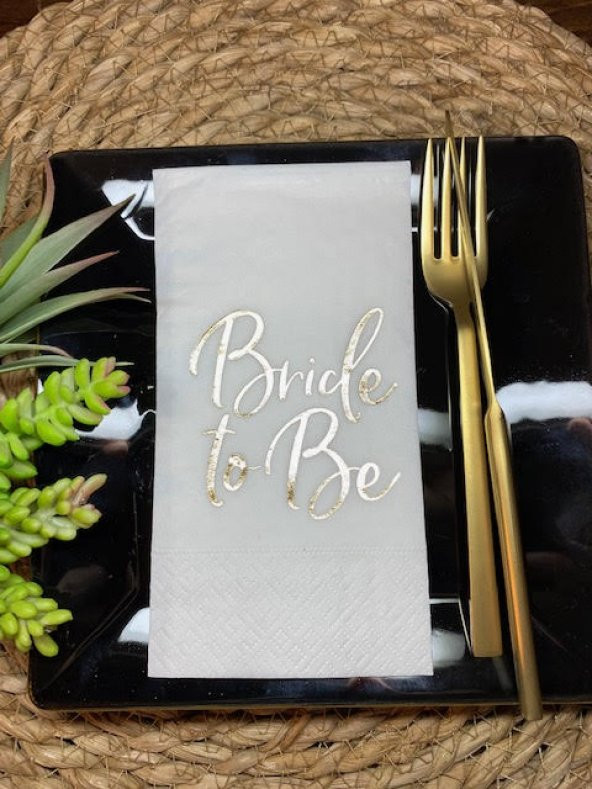 Gold Yaldızlı Beyaz Bride To Be Peçete 16 lı ürün görseli 1