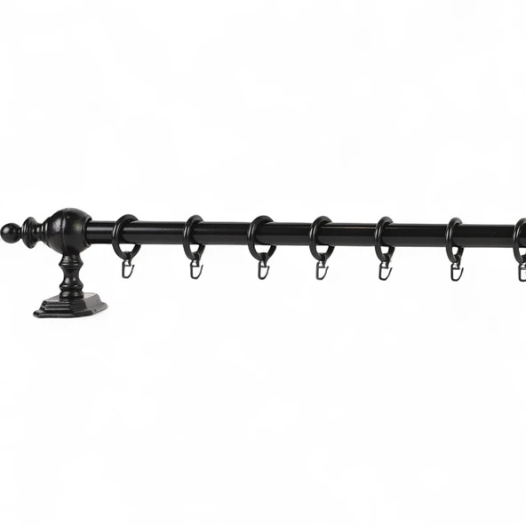 Siyah Raysız Ahşap Rustik Perde Askısı - 100 Cm - Resim 3