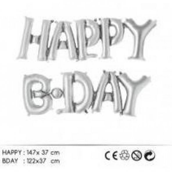 Happy Bırtday Folyo Balon Gümüş ürün görseli 1