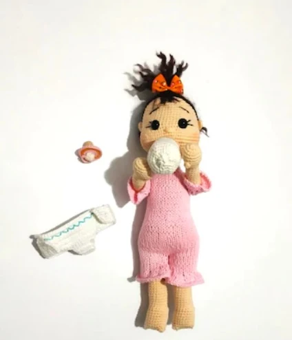 Emzikli Bebek Uyku Arkadaşı Amigurumi Organik Oyuncak ürün görseli 1