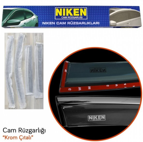 Niken Chery Tiggo 8 Pro 2018+ Kromlu Cam Rüzgarlığı 4 Lü ürün görseli 1