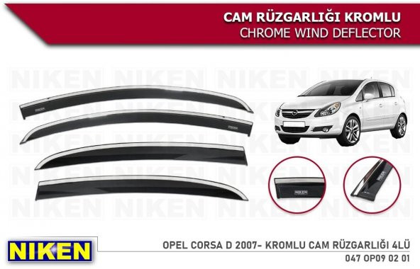 Opel Corsa D Cam Rüzgarlığı Kromlu 2007 / 2015 Niken ürün görseli 1