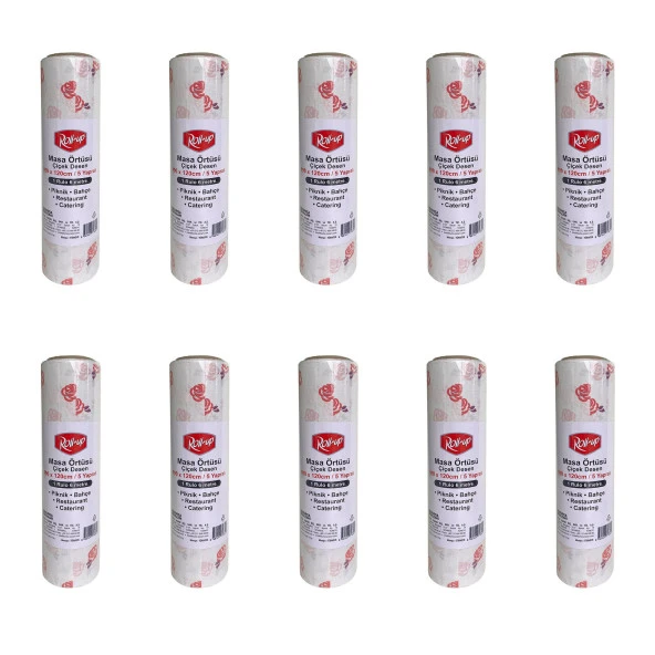 Roll-Up Tek Kullanımlık Laminelli Çiçek Desenli Kağıt Masa Örtüsü - 100x150 Cm. - 16 Yaprak 10 Rulo ürün görseli 1