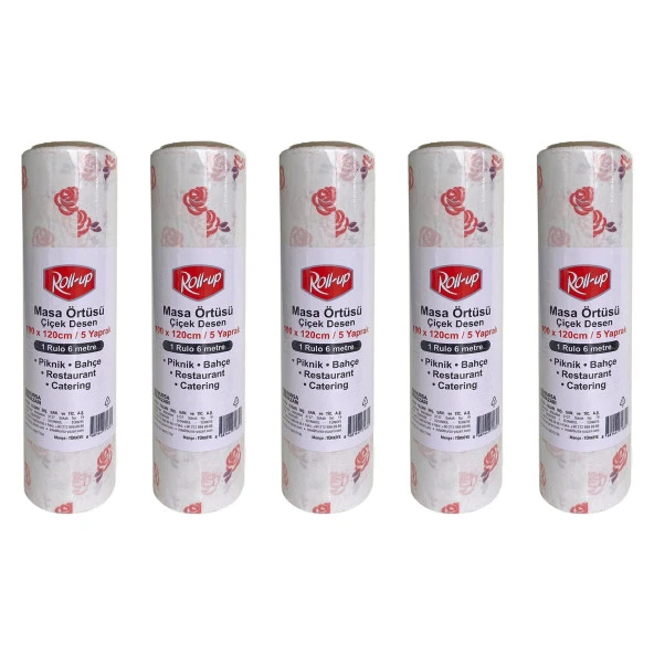 Roll-Up Çiçek Desenli Tek Kullanımlık Laminelli Kağıt Masa Örtüsü - 100x150 Cm. - 16 Yaprak 5 Rulo ürün görseli 1