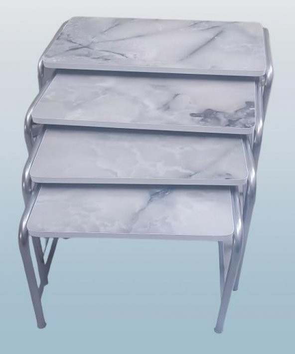 Zigon Sehpa 90220 Demet Metal Model Nikelaj Ayak Ahşp Mermer Dalga Desen El yapım ürün görseli 1