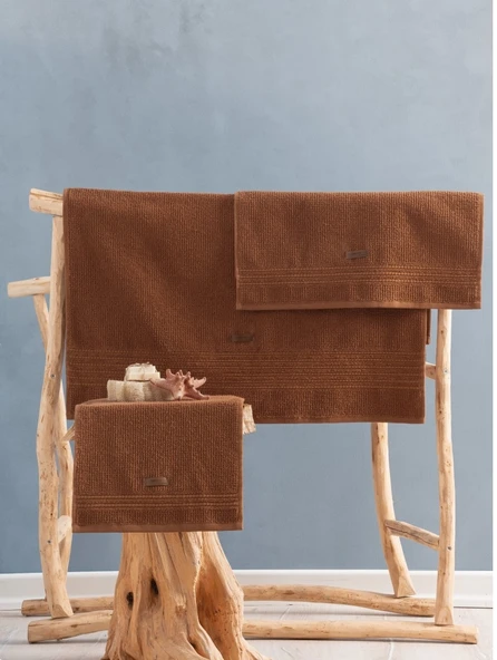Cotton Box %100 Pamuk 3 Parça Wellness Havlu Seti -Terra Toprak ürün görseli 1