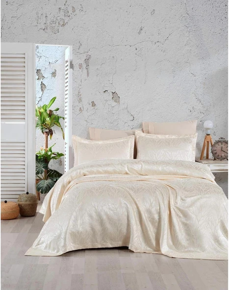 jolly home şönil  tek kişilik yatak örtüsü 160*240  krem ürün görseli 1