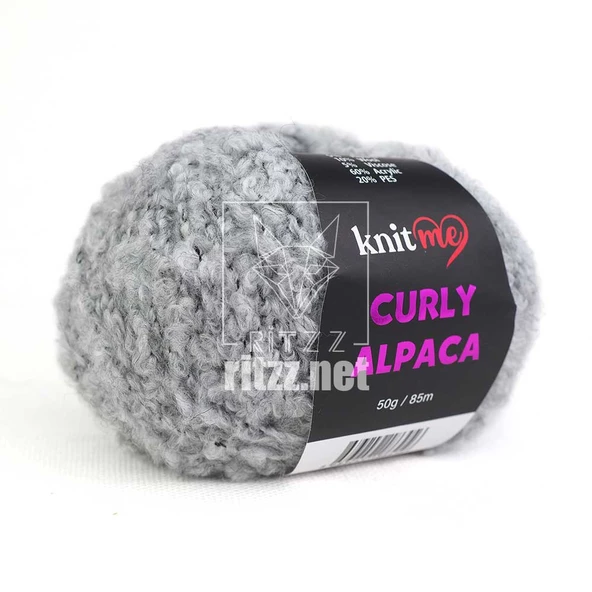 Knit Me Curly Alpaca KC08 Açık Gri ürün görseli 1