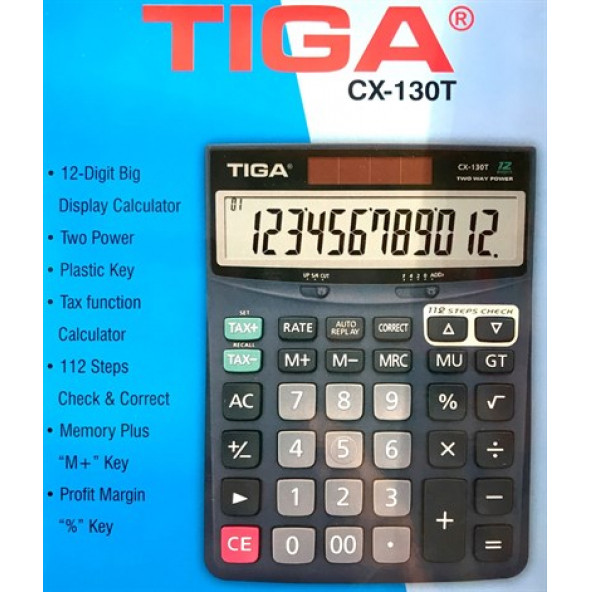 Tiga CX-130T 12 Haneli Masaüstü Hesap Makinesi ürün görseli 1