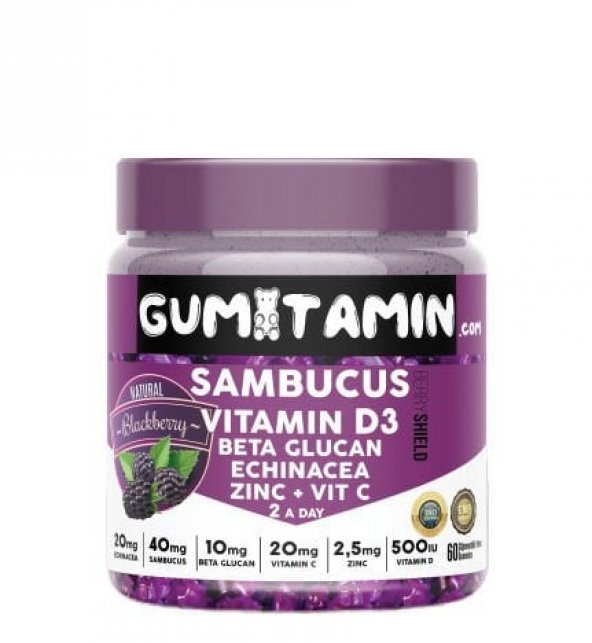 Gumitamin Sambucus Vitamin D3 Beta Glucan Zinc + Vit C 60 Gummies ürün görseli 1