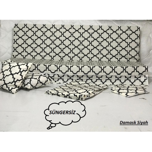 Mandaş Süngersiz Salıncak Minder Kılıfı Seti (Duck)-2 KİŞİLİK-Damask Siyah ürün görseli 1