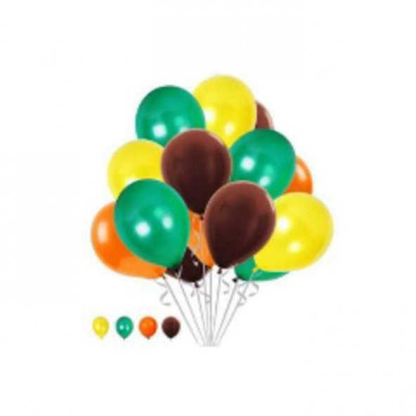 50 Adet Metalik Sarı Turuncu Kahverengi Yeşil Balon 4 Renk ürün görseli 1
